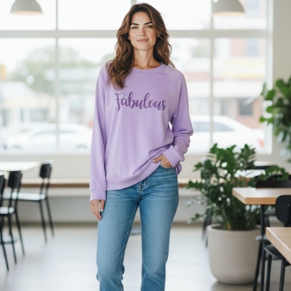 Isaac Mizrahi Tops - Isaac Mizrahi Lavender "Fabulous" Crewneck Sweatshirt